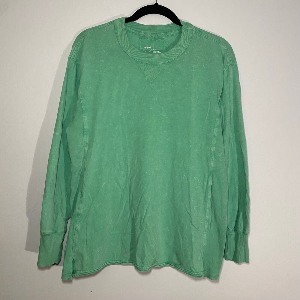 Aerie Mint Green Loungewear Long Sleeve Shirt Cotton Basic Women's size XS